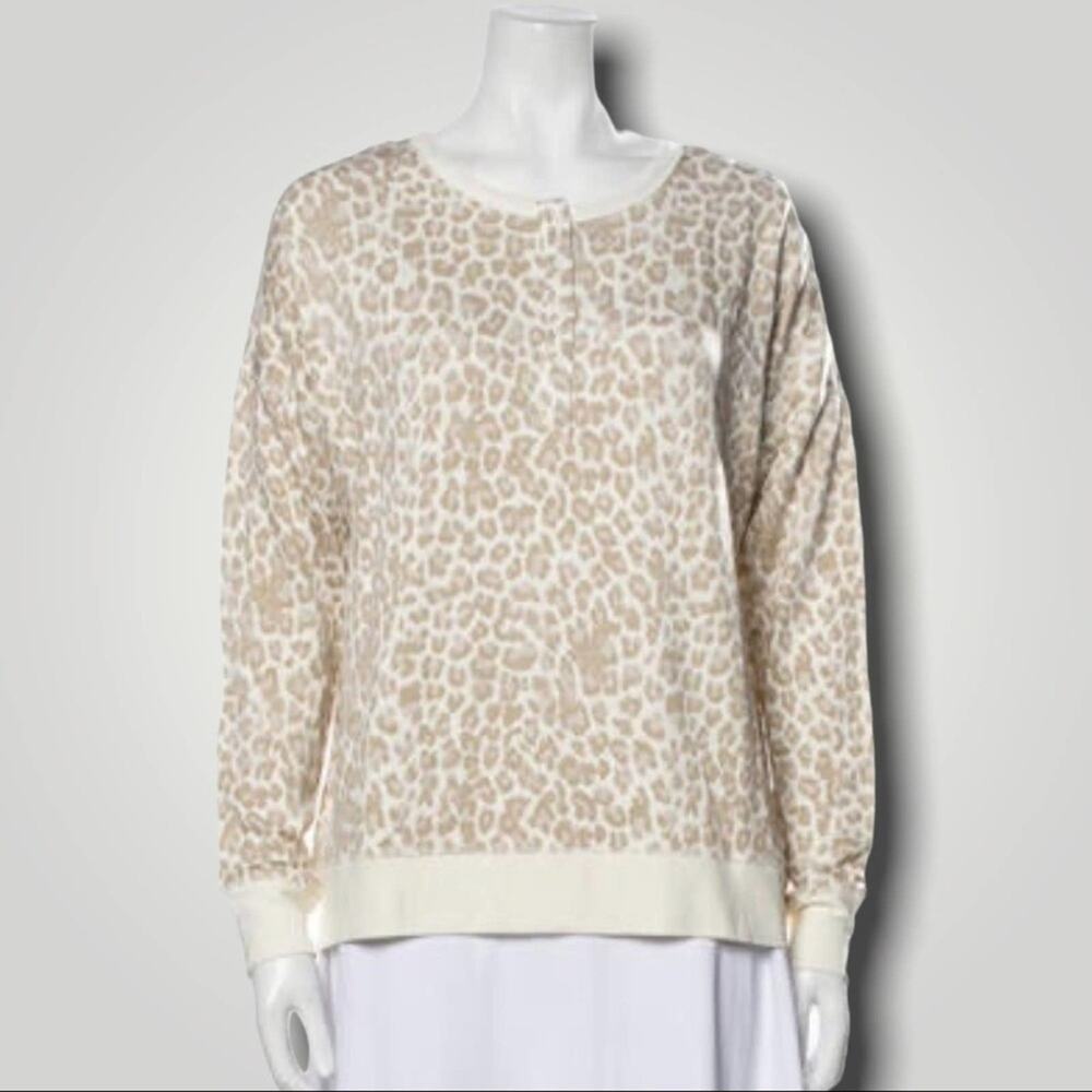 RACHEL ZOE BOHO BOHEMIAN ANIMAL PRINT NEUTRAL SCOOP NECK LS SWEATER M - Picture 3 of 11